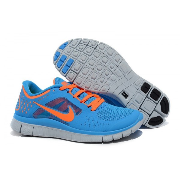 Nike Free Run 3 Damen Laufschuhe 510643-402 Blau Glühen/Platin/Total Orange