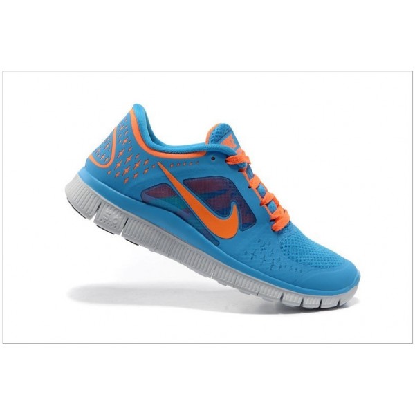 Nike Free Run 3 Damen Laufschuhe 510643-402 Blau Glühen/Platin/Total Orange