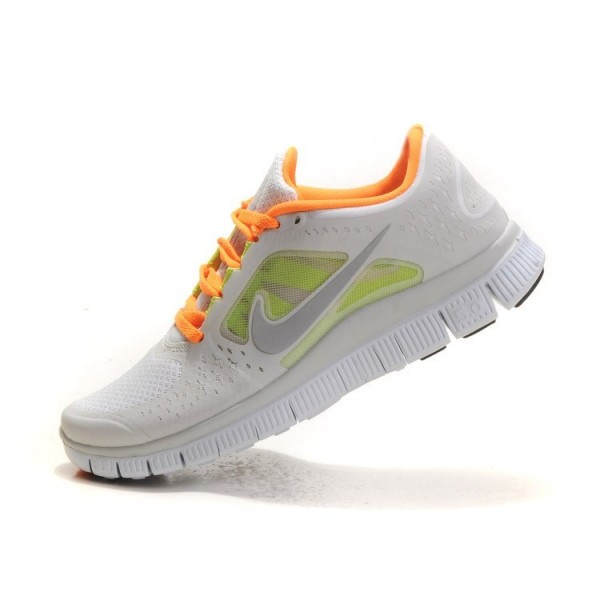Nike Free Run 3 Damen Laufschuhe 510643-005 Licht Knochen/Vivid Orange/Spiegel Silber-Reine Platin-Volt