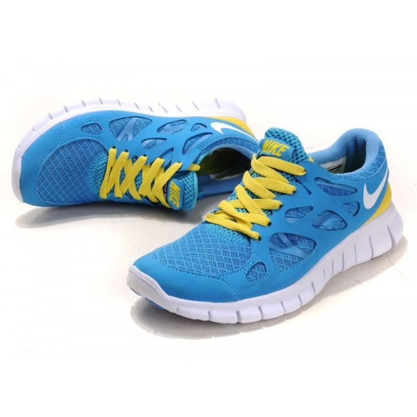 Nike Free Run 2 Herren Laufschuhe Blau Gelb Weiß 443815-006