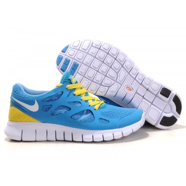 Nike Free Run 2 Herren Laufschuhe Blau Gelb Weiß 443815-006