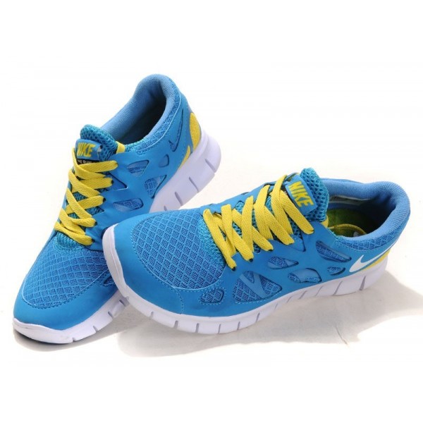 Nike Free Run 2 Herren Laufschuhe Blau Gelb Weiß 443815-006