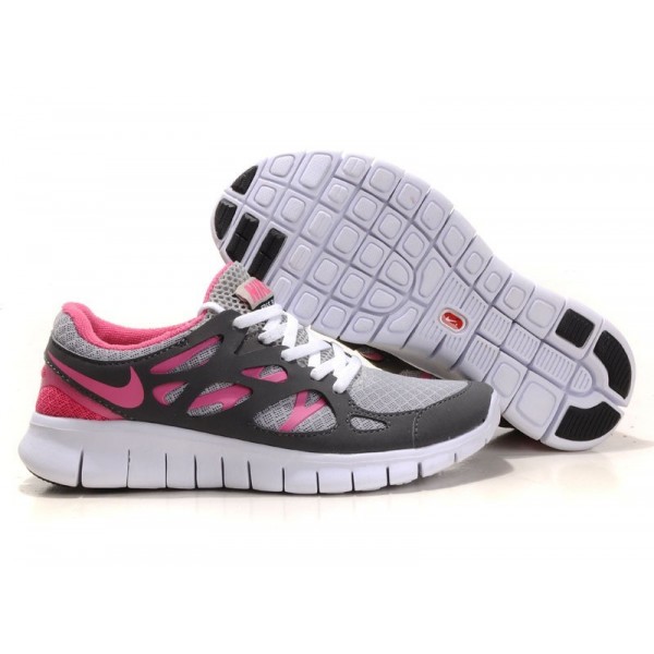 Nike Free Run 2 Damen Laufschuhe Kühles Grau/Dunkelgrau/Rosa/Weiß