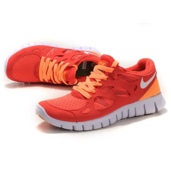 Nike Free Run 2 Damen Laufschuhe Orange/Weiß/Sport Rot 443816-608