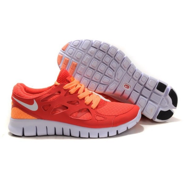 Nike Free Run 2 Damen Laufschuhe Orange/Weiß/Sport Rot 443816-608