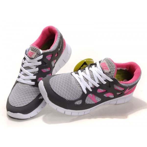 Nike Free Run 2 Damen Laufschuhe Kühles Grau/Dunkelgrau/Rosa/Weiß