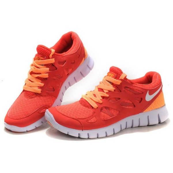 Nike Free Run 2 Damen Laufschuhe Orange/Weiß/Sport Rot 443816-608