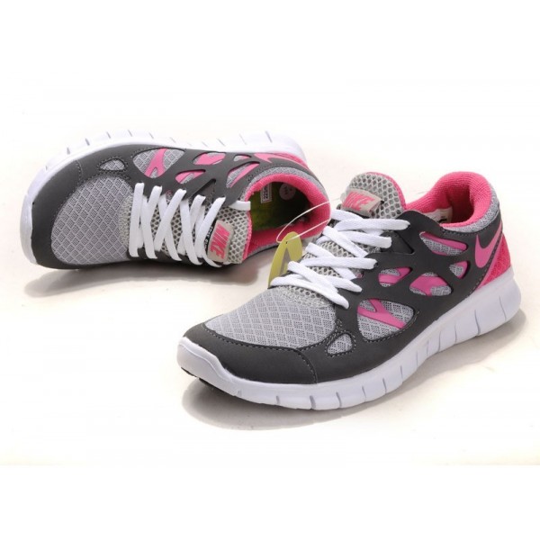 Nike Free Run 2 Damen Laufschuhe Kühles Grau/Dunkelgrau/Rosa/Weiß