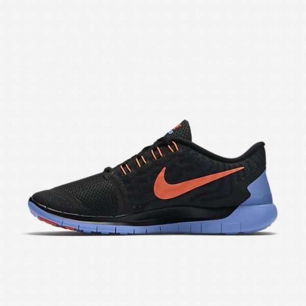 Nike Free 5.0 2015 Damen Laufschuhe Schwarz/Hyper Orange/Kreide Blau 724383-008