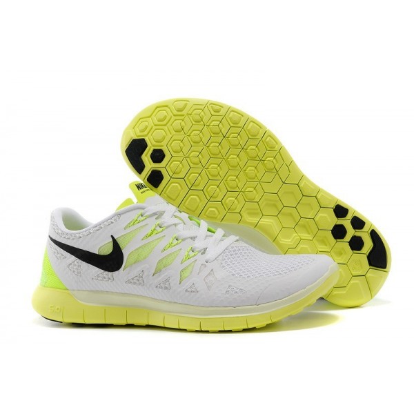 Nike Free 5.0 2014 Herren Laufschuhe Weiß/Schwarz-Volt-Pure Platinum 642198-102