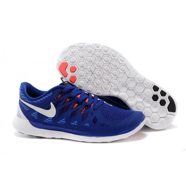 Nike Free 5.0 2014 Herren Laufschuhe Tief Königsblau/Weiß-Schwarz-Hyper Schlags 642198-402
