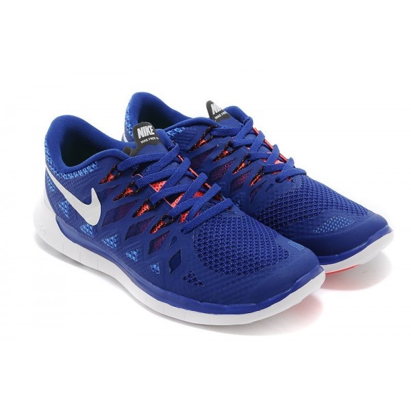 Nike Free 5.0 2014 Herren Laufschuhe Tief Königsblau/Weiß-Schwarz-Hyper Schlags 642198-402