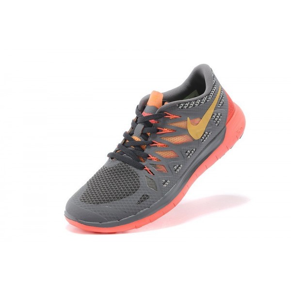 Nike Free 5.0 2014 Damen Laufschuhe Wolf Grau Fusion Rot Orange 642199-012