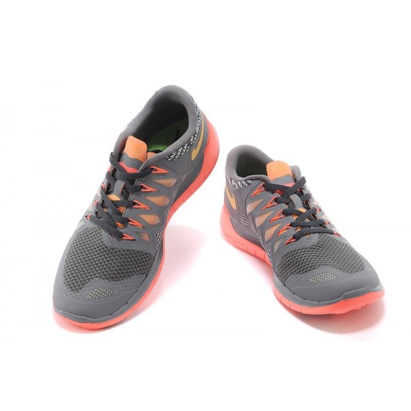 Nike Free 5.0 2014 Damen Laufschuhe Cool Grey/Atomic Mango/Laser Purpurnen 642199-008