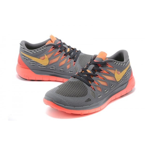 Nike Free 5.0 2014 Damen Laufschuhe Cool Grey/Atomic Mango/Laser Purpurnen 642199-008