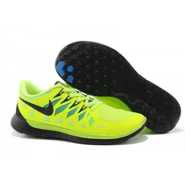 Nike Free 5.0 2014 Herren Laufschuhe Volt/Schwarz/Elektro-Grün/Foto Blue 642198-701