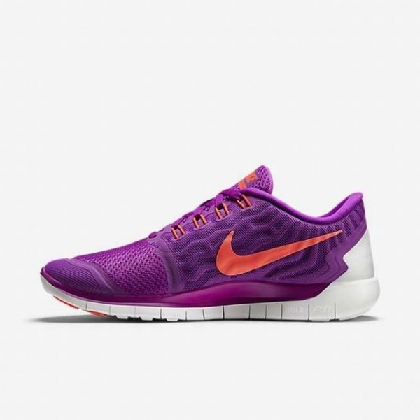 Nike Free 5.0 2015 Damen Laufschuhe Vivid Lila/Hyper Orange/Schwarz/Fuchsia Glow 724383-503
