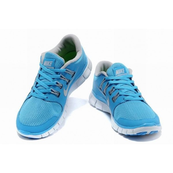Nike Free Run 5.0 Damen Laufschuhe 580591-400 Hyper Blau/Metallic Silber/Reines Platin/Strata Grau