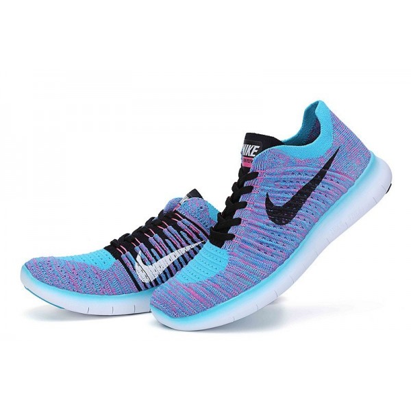 Nike Free RN Flyknit Damen Laufschuhe Gamma Blau Schwarz Rosa Explosion 831070-401 Nike Free RN Flyknit Damen Laufschuhe Gamma Blau Schwarz Rosa Explosion 831070-401