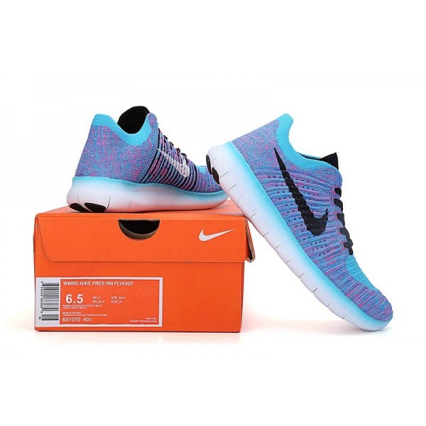 Nike Free RN Flyknit Damen Laufschuhe Gamma Blau Schwarz Rosa Explosion 831070-401 Nike Free RN Flyknit Damen Laufschuhe Gamma Blau Schwarz Rosa Explosion 831070-401