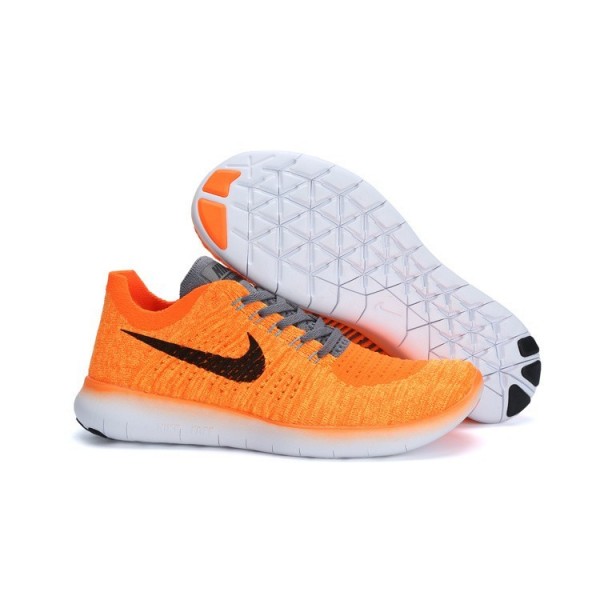 Nike Free RN Flyknit Damen Laufschuhe Laser Orange/Gamma Blau/Grau/Schwarz 831070-800
