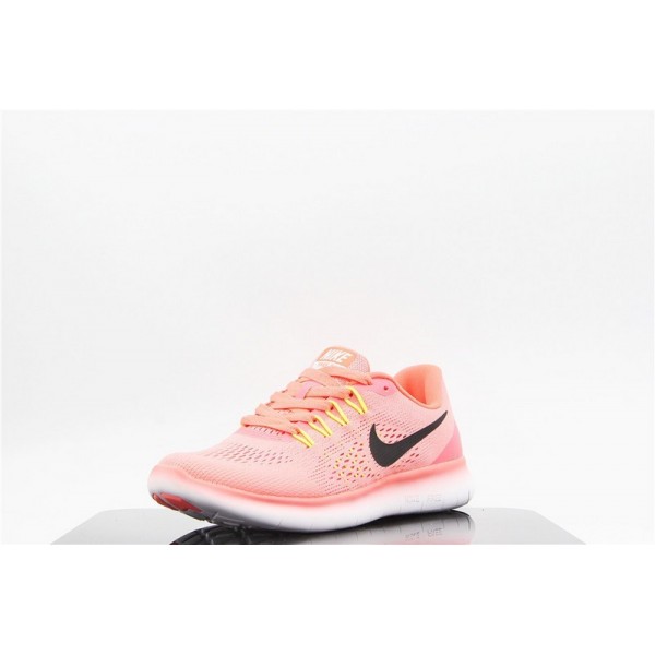 2016 Nike Free RN Damen Cushioning Laufschuhe Wassermelone -Rosa/Gelb/Schwarz 831509-661