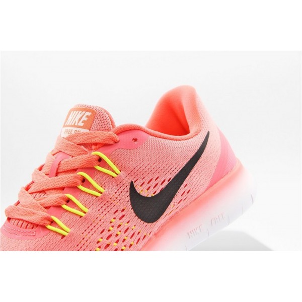 2016 Nike Free RN Damen Cushioning Laufschuhe Wassermelone -Rosa/Gelb/Schwarz 831509-661