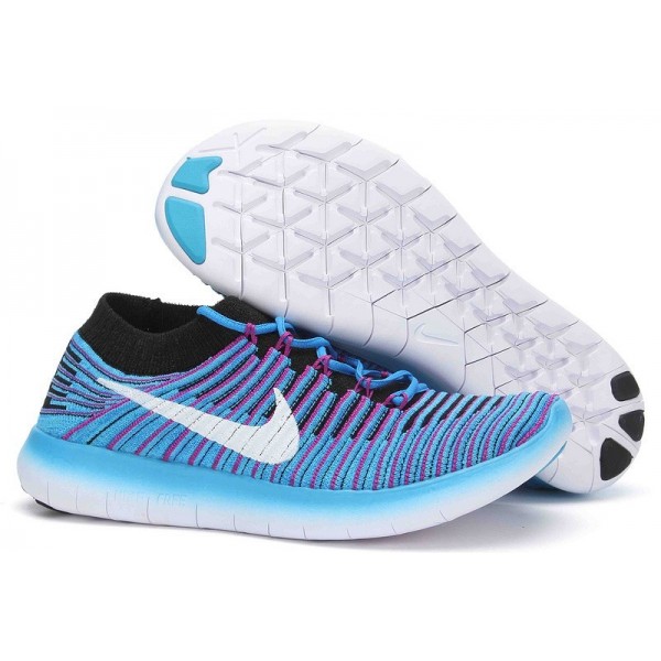 Nike Free RN Motion Flyknit Damen Laufschuhe Gamma Blau/Schwarz/Hyper Violett/Weiß 834585-401