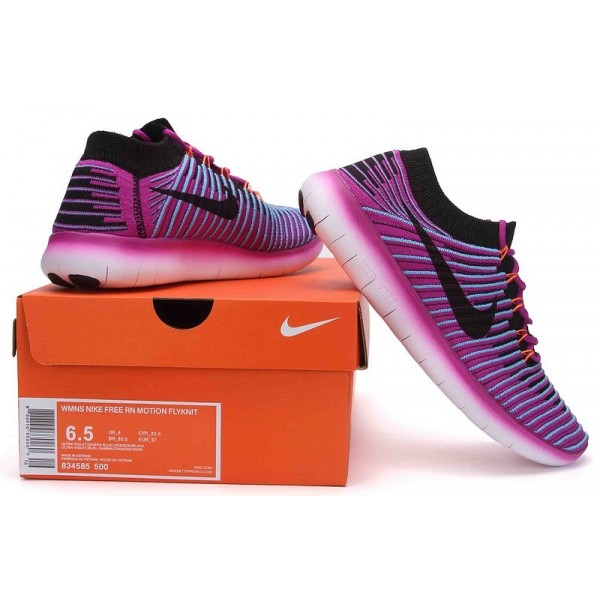 Nike Free RN Motion Flyknit Damen Laufschuhe Hyper Violett/Schwarz/Gamma Blau 834585-500