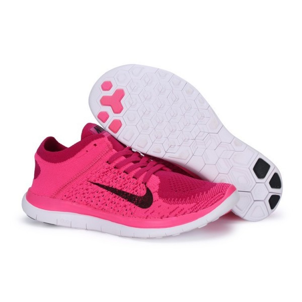 Nike Free 4.0 Flyknit 2014 Damen Laufschuhe Rosa Flash/Himbeere/Schwarz/Weiß 631050-601