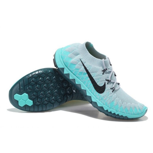 Nike Free 3.0 Flyknit Herren Laufschuhe Wolf Grau/Smaragdgrün/Schwarz