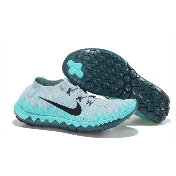 Nike Free 3.0 Flyknit Herren Laufschuhe Wolf Grau/Smaragdgrün/Schwarz