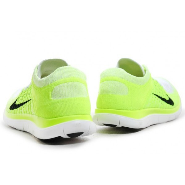 Nike Free 4.0 Flyknit 2014 Damen Laufschuhe Weiß/Schwarz/Volt/Blau Glühen 631050-103