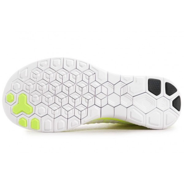 Nike Free 4.0 Flyknit 2014 Damen Laufschuhe Weiß/Schwarz/Volt/Blau Glühen 631050-103