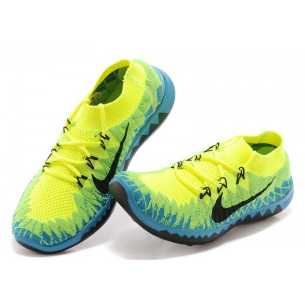 Nike Free 3.0 Flyknit Herren Laufschuhe Volt/Schwarz/Neon Türkis 636232-700 Nike Free 3.0 Flyknit Herren Laufschuhe Volt/Schwarz/Neon Türkis 636232-700