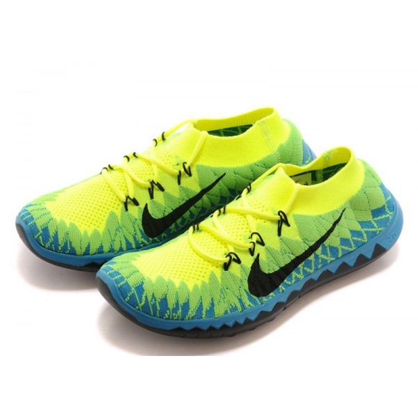 Nike Free 3.0 Flyknit Herren Laufschuhe Volt/Schwarz/Neon Türkis 636232-700 Nike Free 3.0 Flyknit Herren Laufschuhe Volt/Schwarz/Neon Türkis 636232-700