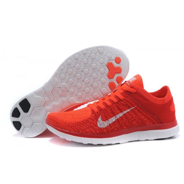 Nike Free 4.0 Flyknit 2014 Herren Laufschuhe Orange Weiss 631053-801