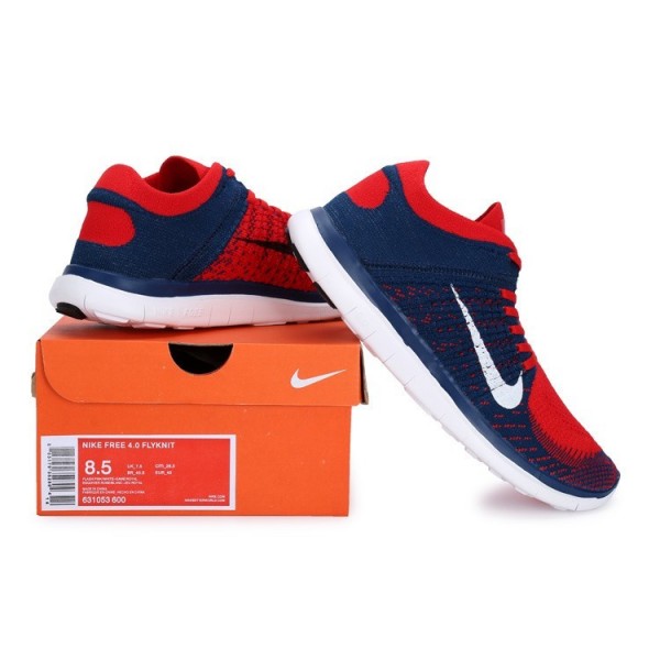 Nike Free 4.0 Flyknit 2014 Herren Laufschuhe Hyper Schlag/Weiß-Geschwader Blau 631053-600