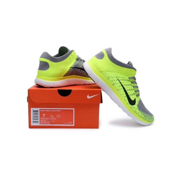 Nike Free 4.0 Flyknit 2014 Herren Laufschuhe Leichter Charcoal/Schwarz/Volt 631053-007