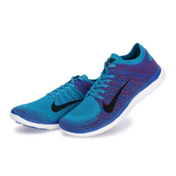 Nike Free 4.0 Flyknit 2014 Herren Laufschuhe Blaue Lagune/Granatrot 631053-403