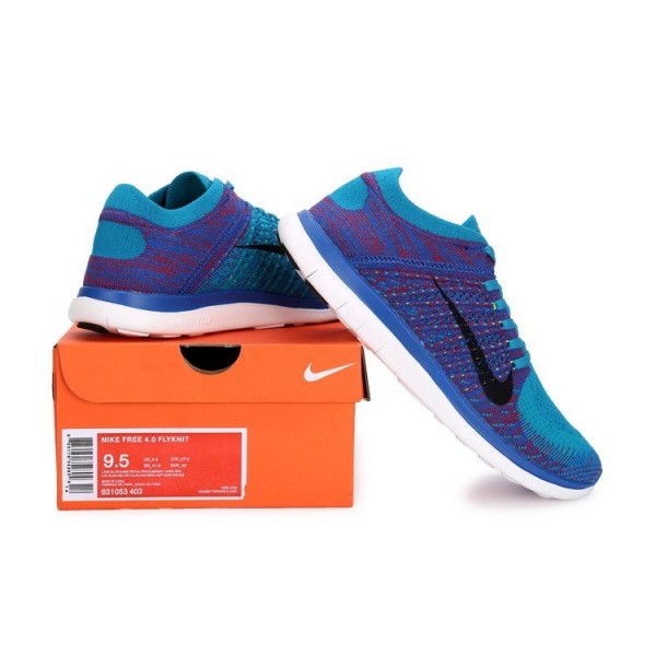 Nike Free 4.0 Flyknit 2014 Herren Laufschuhe Blaue Lagune/Granatrot 631053-403