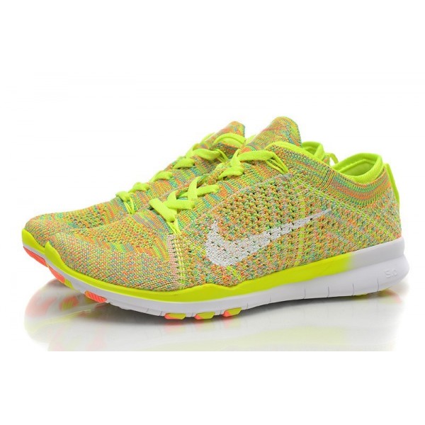 Damen Nike Free 5.0 TR Flyknit Training Schuhe Volt/Hot Lava/Weiß 718785-700