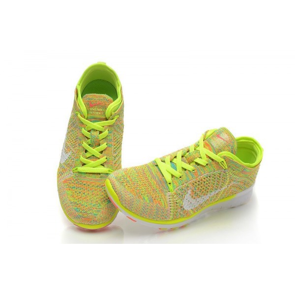 Damen Nike Free 5.0 TR Flyknit Training Schuhe Volt/Hot Lava/Weiß 718785-700
