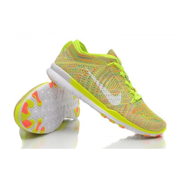 Damen Nike Free 5.0 TR Flyknit Training Schuhe Volt/Hot Lava/Weiß 718785-700