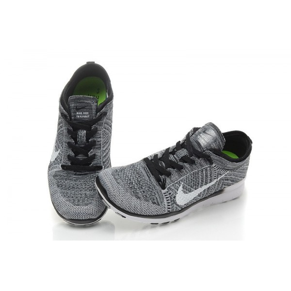 Damen Nike Free 5.0 TR Flyknit Training Schuhe Schwarz/Wolf Grau/Weiß 718785-001