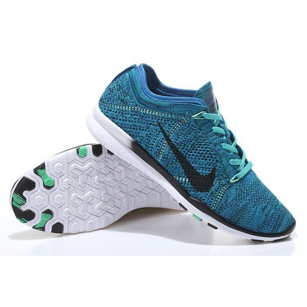 Damen Nike Free 5.0 TR Flyknit Training Schuhe Soar Blau/Schwarz/Weiß 718785-401
