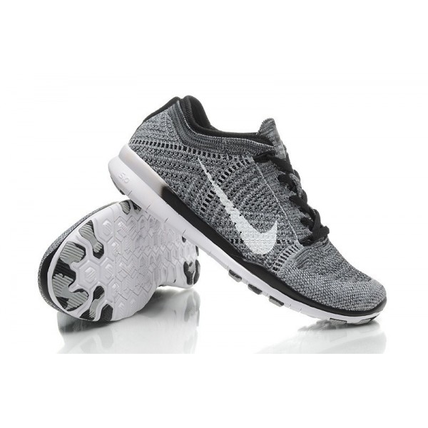 Damen Nike Free 5.0 TR Flyknit Training Schuhe Schwarz/Wolf Grau/Weiß 718785-001