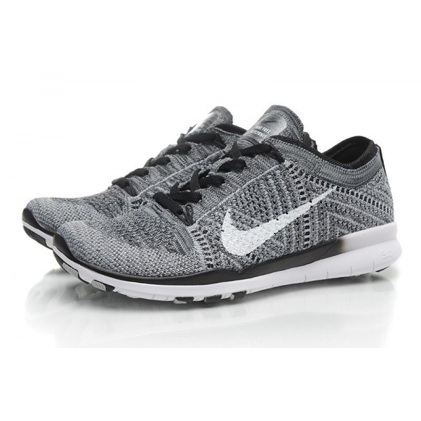 Damen Nike Free 5.0 TR Flyknit Training Schuhe Schwarz/Wolf Grau/Weiß 718785-001