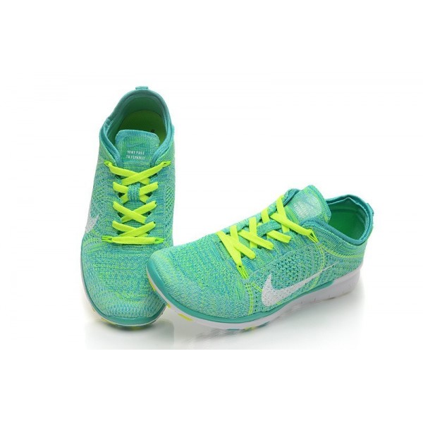Damen Nike Free 5.0 TR Flyknit Training Schuhe Licht Retro/Weiß/Artisan Teal/Volt 718785-400