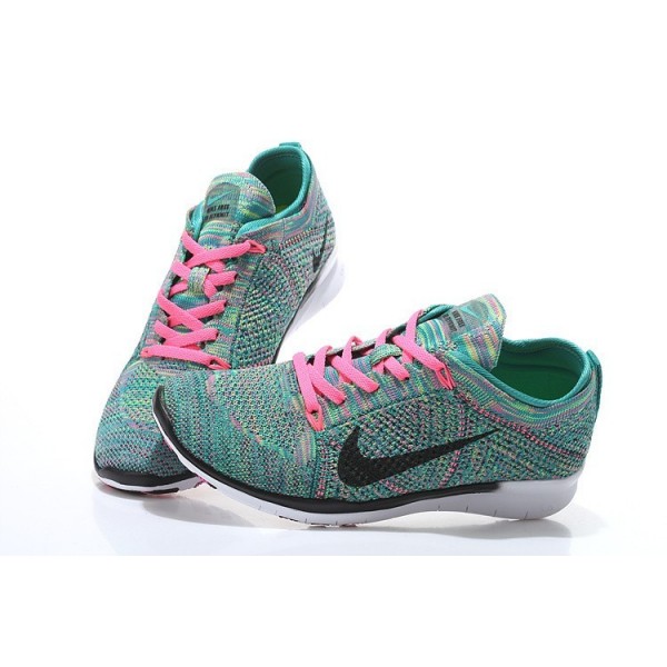Damen Nike Free 5.0 TR Flyknit Training Schuhe Radiant Smaragd/Pink Pow/Schwarz 718785-300